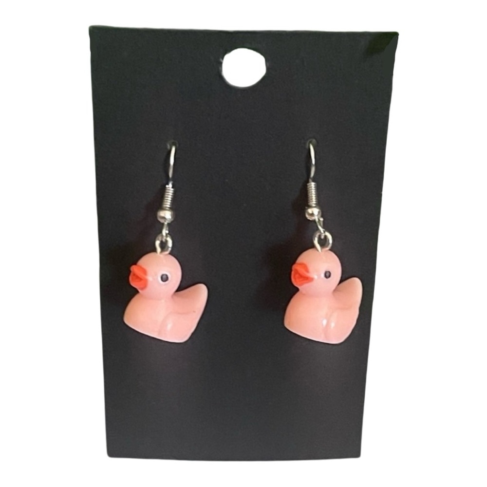 Rubber Ducky Pink Dangle Earrings NEW